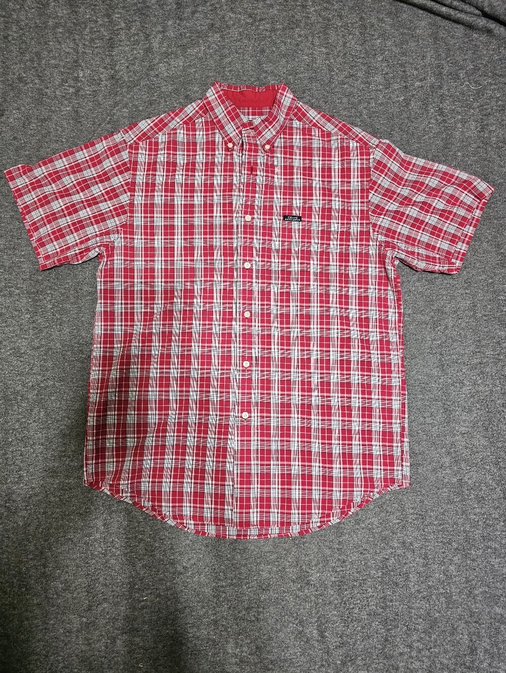 Vintage Chaps Ralph Lauren Red Plaid Short Sleeve Button Down XL